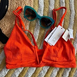 Revolve L*Space Pointelle Rib Siren Bikini Top in Poppy D Cup
